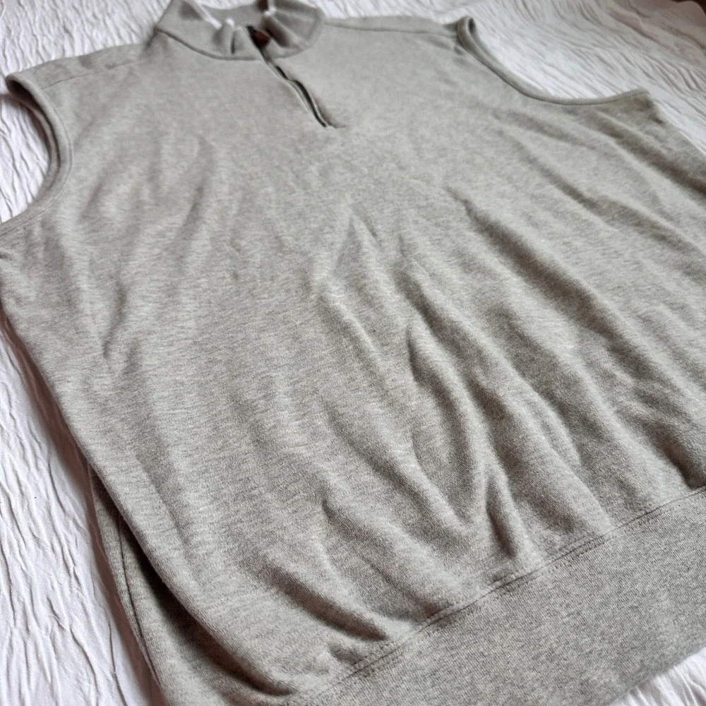 Polo Golf Ralph Lauren Sweater Vest Gray 1/4 Zip 100% Cotton Peru Mens‎ Medium